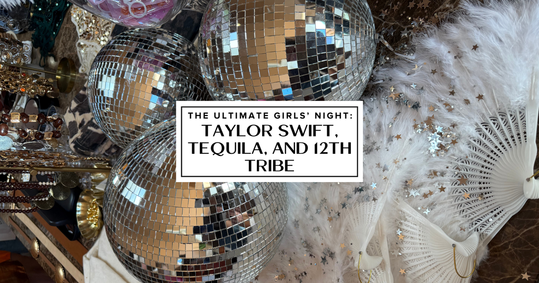 Mirror disco balls, white feather fans, and star confetti styled for a glam girls' night.