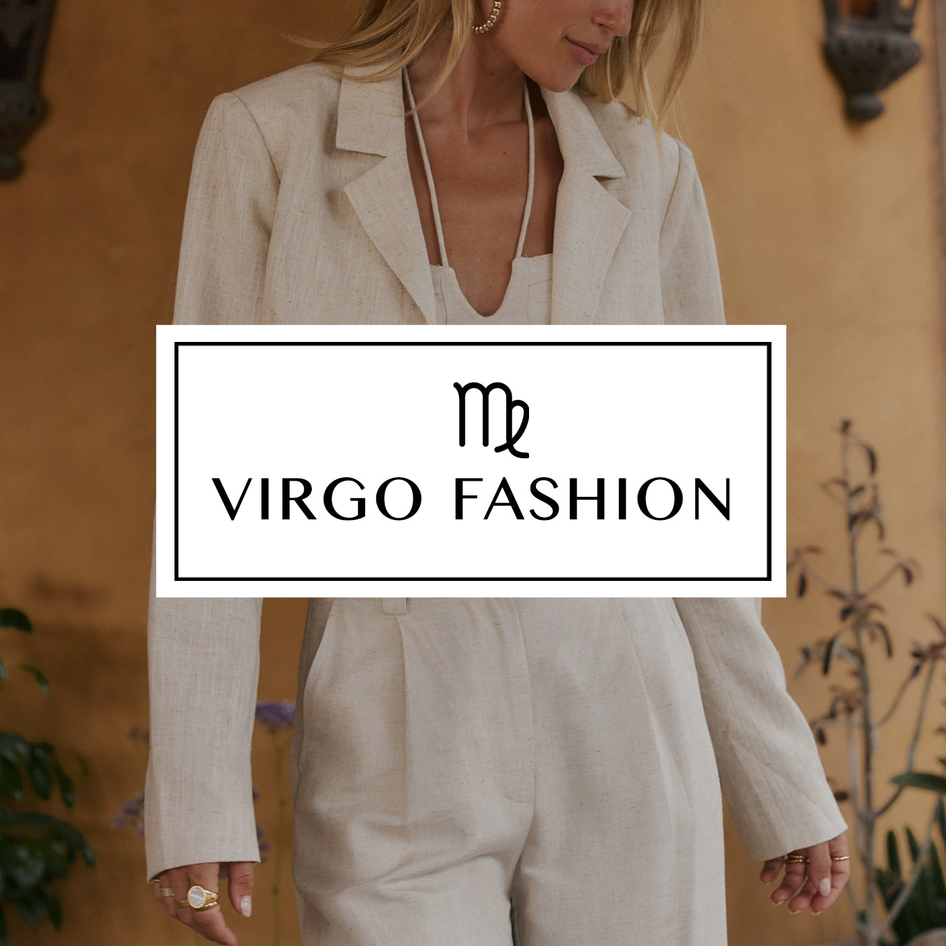 Person in a cream linen blazer and trousers, illustrating linen resort wear for women.